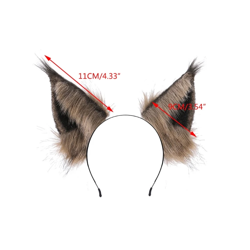 

Handmade Simulation Kitten Wolf Pointed Ears Headband Furry Plush Animal Hair Hoop Lolita Cosplay Costume Headpiece