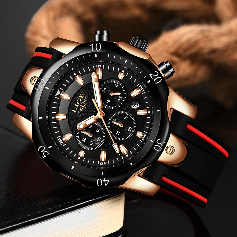 LIGE мужские s часы лучший бренд класса люкс силиконовые водонепроницаемые