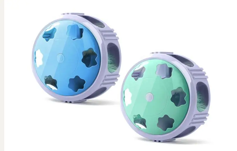 

2021 New 360 Rotate Pet Cat Toy Round Electric Turntable Feather Glowing Teasing Pet Products Funny Cat Interactive Toys