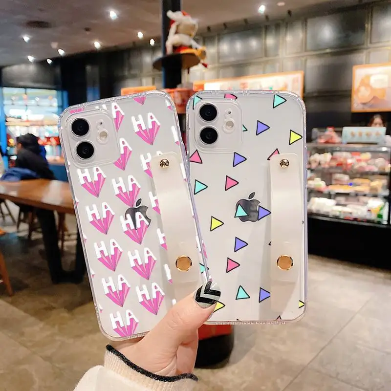 

Art Planet Diamond Star Phone Case Wrist Strap For iPhone 7 8 11 12 X XS XR MINI Pro Max Plus Hand Band Transparent Clear