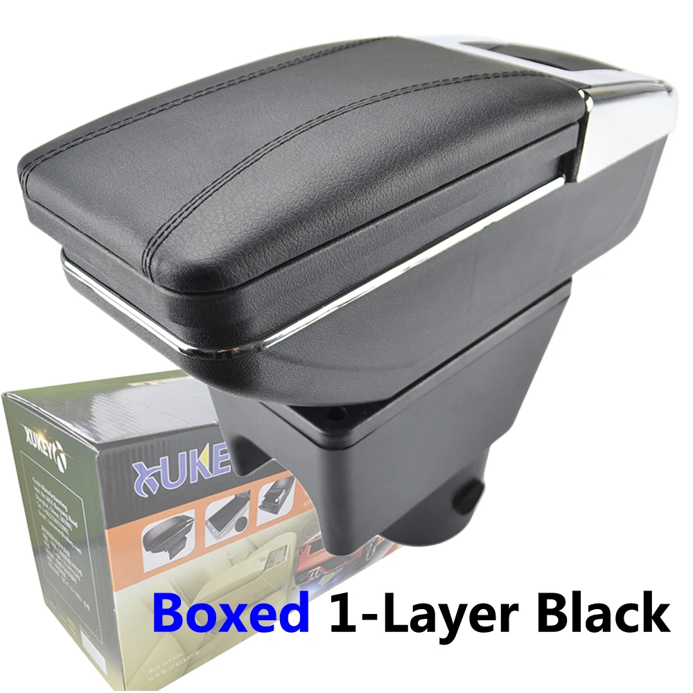 Boxed 1-Layer Black Xukey центральный подлокотник для Renault Duster I 2010- консоль центр украшения черный ящик для хранения автомобиля Стайлинг коробка Dacia - Название цвета: Boxed 1-Layer Black