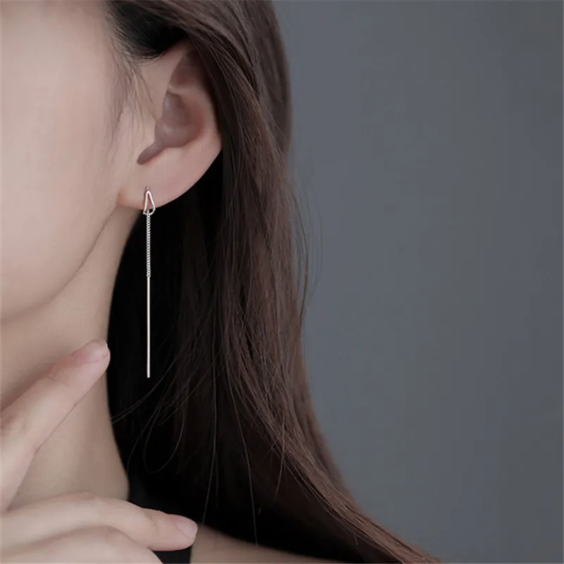 

925 Sterling Silver Tassel Long Charm Drop Earring For Women Girls Wedding Jewelry eh578
