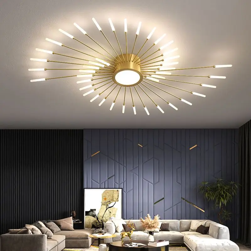売却 ポストモダンのクリエイティブなリビングルームの天井ライト高級銅シンプルなスパイラルひまわりの形のシュノーケル