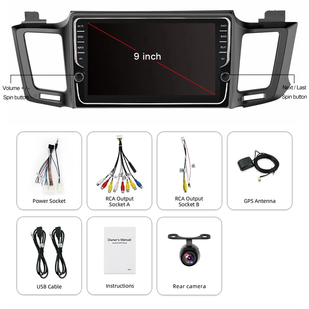 

Eunavi Android Car Radio Multimedia Player For Toyota RAV4 RAV 4 2013-2018 Video Audio WiFi Navigation GPS touch screen 4G+64G