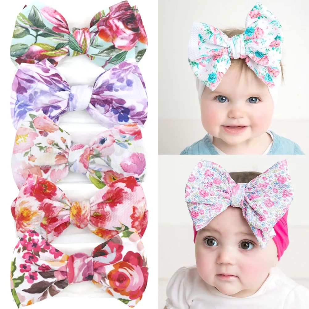 

Lovely Flower Baby Headband Printed Turban Knot Girl Bohemian Style Kids Newborn Infant Headwraps Baby Girls Headwear Cute Gifts