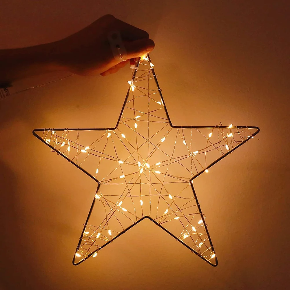 

5m 50LED Christmas Star String Light Wrought Iron Christmas Tree Topper Home Indoor Outdoor Christmas Lighting DIY Light