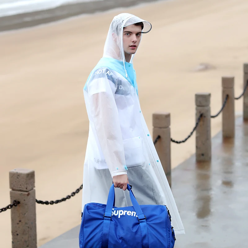

Transparent Raincoat Camping Zipper Adults Raincoat Trekking Lightweight Fashion Manteau De Pluie Rain Clothes LL50YY