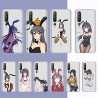 fhnblj sakurajima mai anime phone case for redmi note 5 7 8 9 10 a k20 pro max lite for xiaomi 10pro 10t