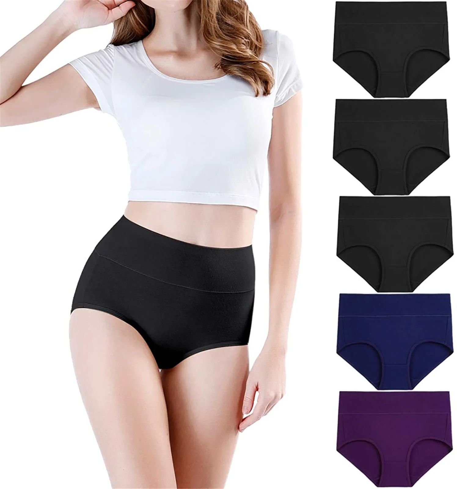 

5 шт., женские хлопковые трусы, размеры до 5XL