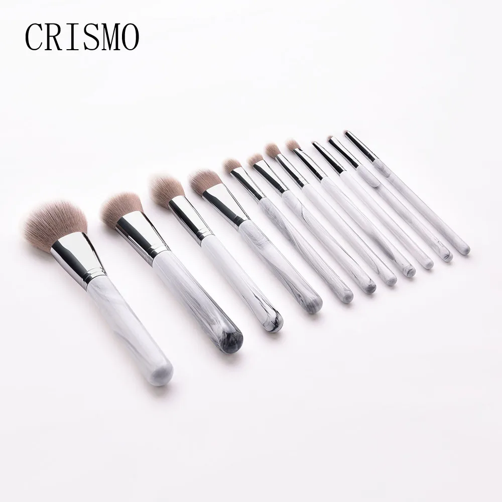 Профессиональные кисти для макияжа CRISMO с деревянной ручкой серые и белые