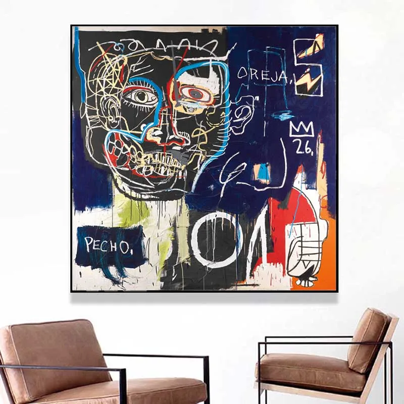 

Jean Michel Abstract Graffiti Canvas Posters Prints Wall Art Painting Decorative Picture Modern Living Room Home Decor Framework