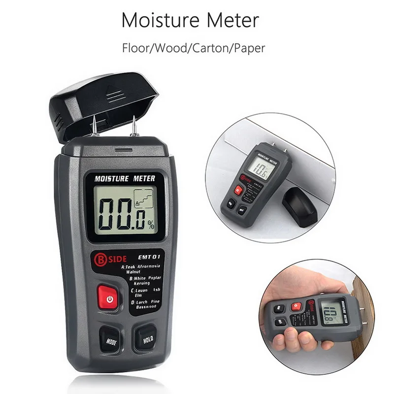 

Digital Moisture Meter Pin Type Dampness Meter for Wood Building Material Firewood Paper