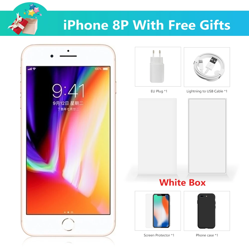 Оригинальный б/у Смартфон Apple iPhone 8 Plus 5 дюйма iOS 4G LTE 3 ГБ ОЗУ 64/256 шестиядерный 12 МП