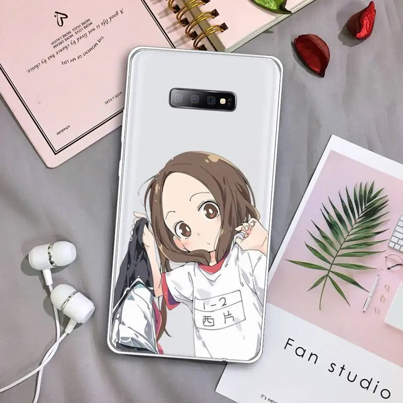 

Anime Teasing Master Takagi-san Phone Case Transparent For Samsung Galaxy S A 5 7 8 9 2015 20 edge plus 10 e lite 2019
