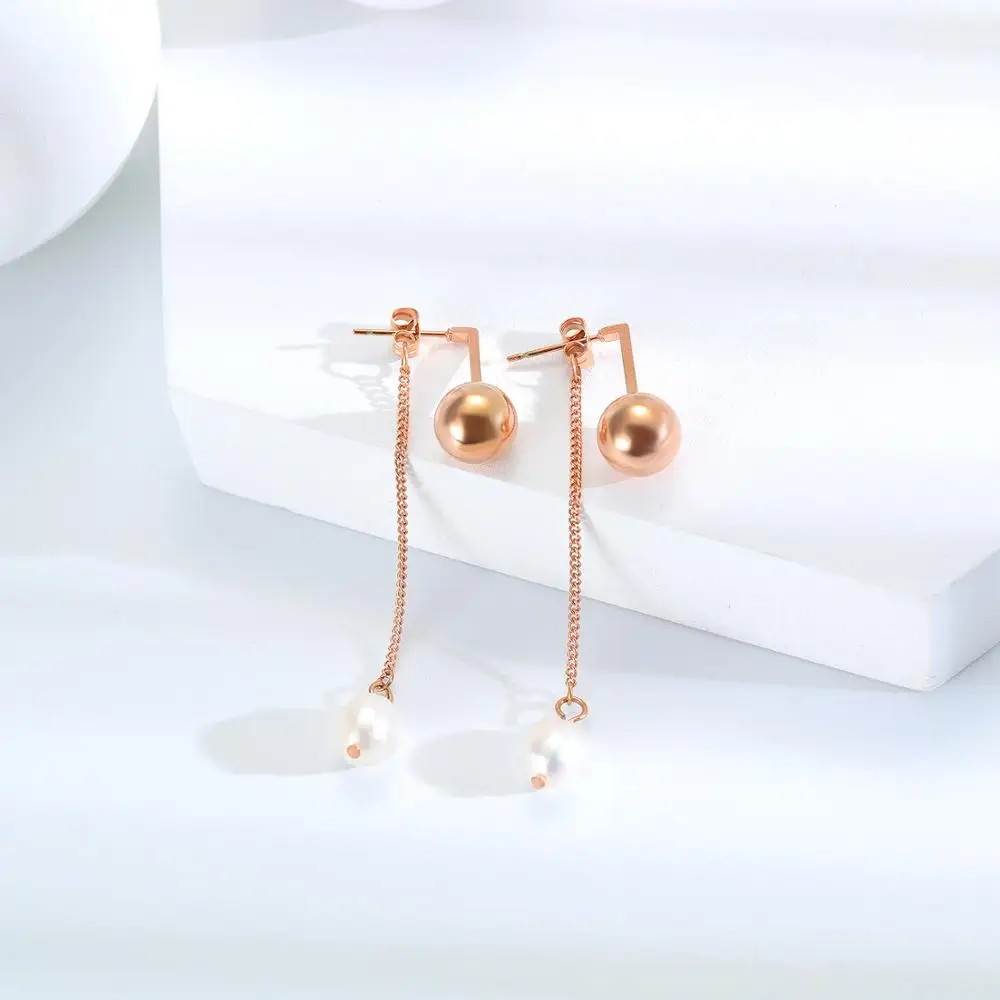 Серьги Hemiston с жемчугом и шариками женские серьги покрытием из розового золота