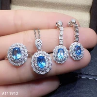 kjjeaxcmy fine jewelry natural topaz 925 sterling silver women pendant necklace chain earrings ring set support test classic