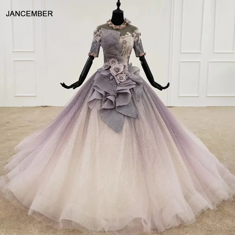 HTL1121 блестящее длинное вечернее платье с рукавами и О образным вырезом для особых