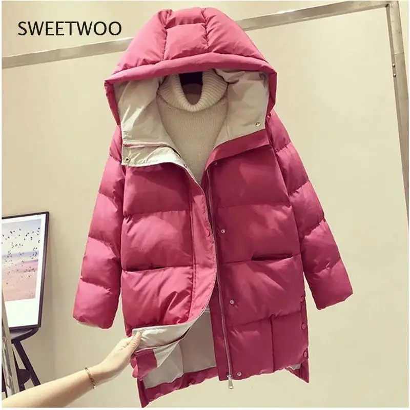 2021 Winter Women Jacket Long Hooded Cotton Padded Female Coat High Quality Warm Outwear Womens Parka Manteau Femme Hiver P787