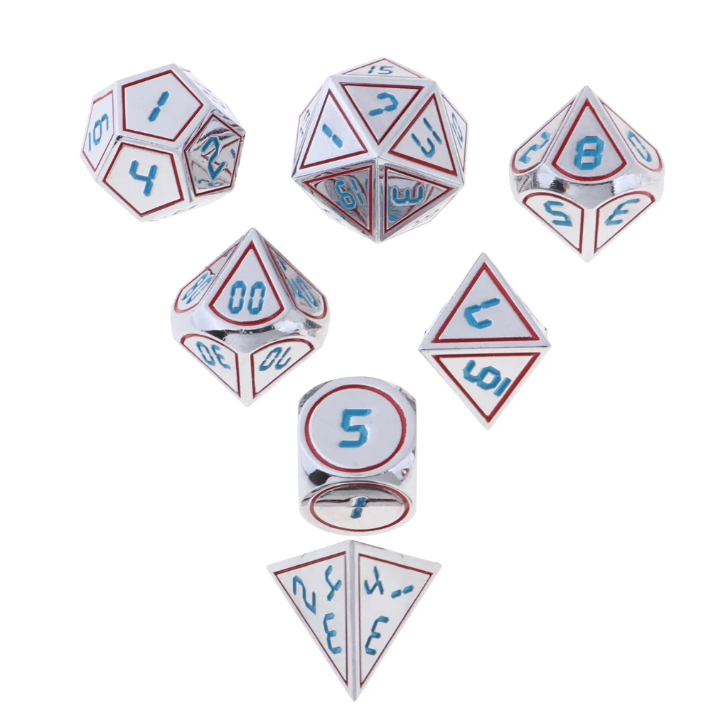 7 шт многогранные игральные кости многогранный Набор кубиков D4 D6 D8 D10 D12 D20 для D &amp