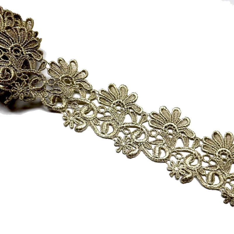3 ярдов/партия 7 см Ширина Декор в виде золотистых металлических кружевной