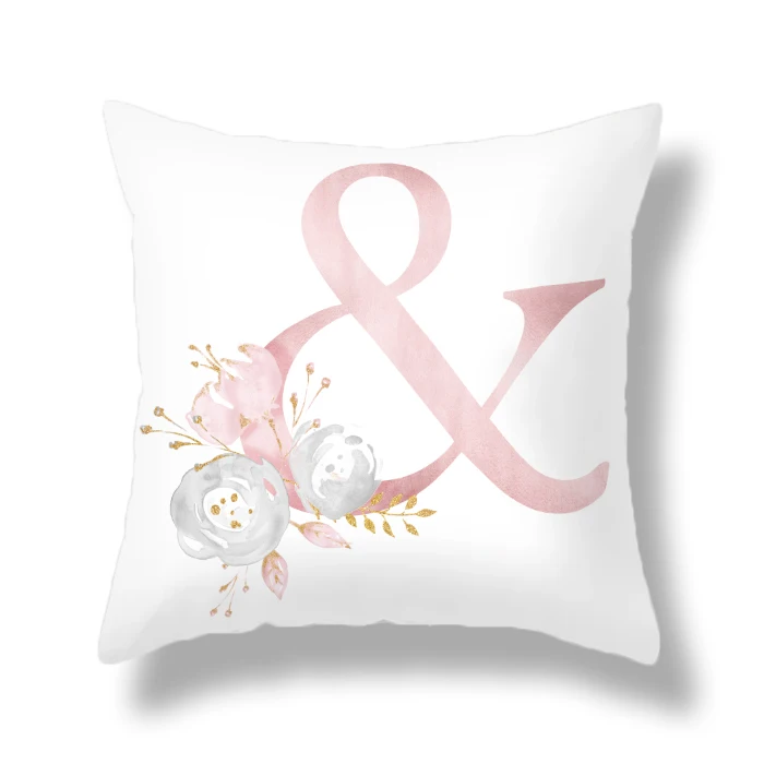 Белая плюшевая наволочка для подушки Мягкая Наволочка с принтом розовых букв