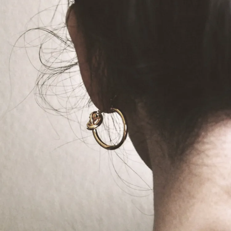 Simple Copper Geometric Earrings Circle Knot Stud for women Brincos Gold Silver Fashion Jewelry | Украшения и аксессуары