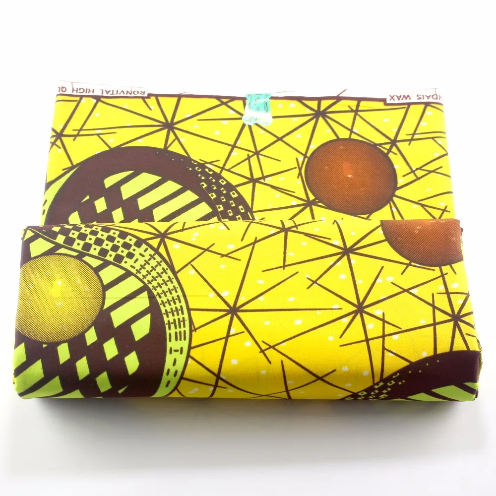 Африканская желтая тонкая набивная хлопковая ткань Анкара розница воск Новая