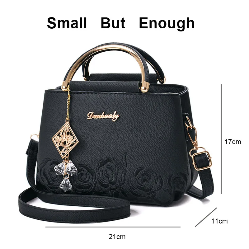 

Flower Embroideried Small Shoulder Crossbody Bags for Women Fashion Trend Pu Leather Women's Handbag Designer Pendant Rivet Tote