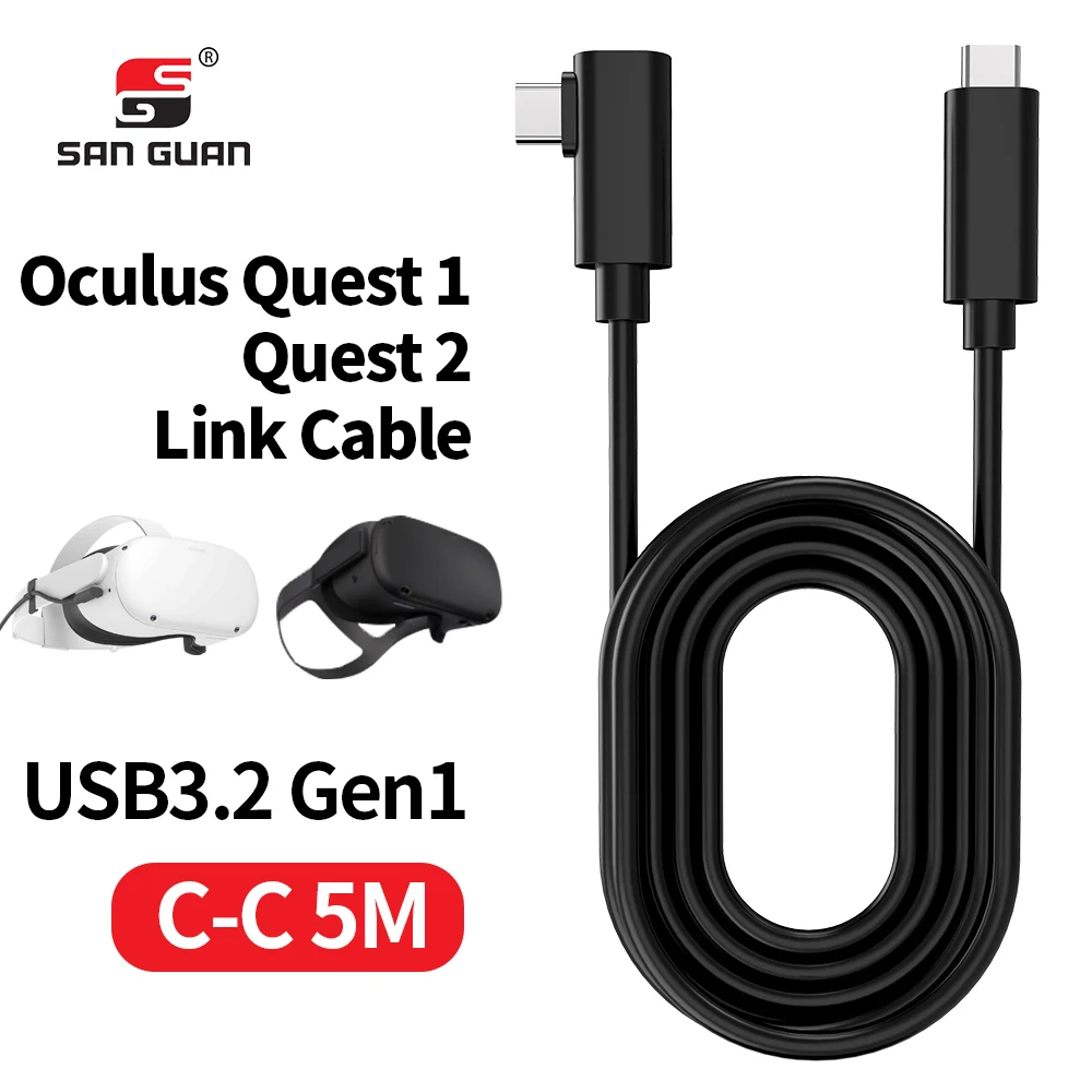 

16FT/5M Oculus Headset USB C Cable PCVR for Quest 2 Link Virtual Reality Type-C USB3.2 Gen1 Data Transfer Fast Charge