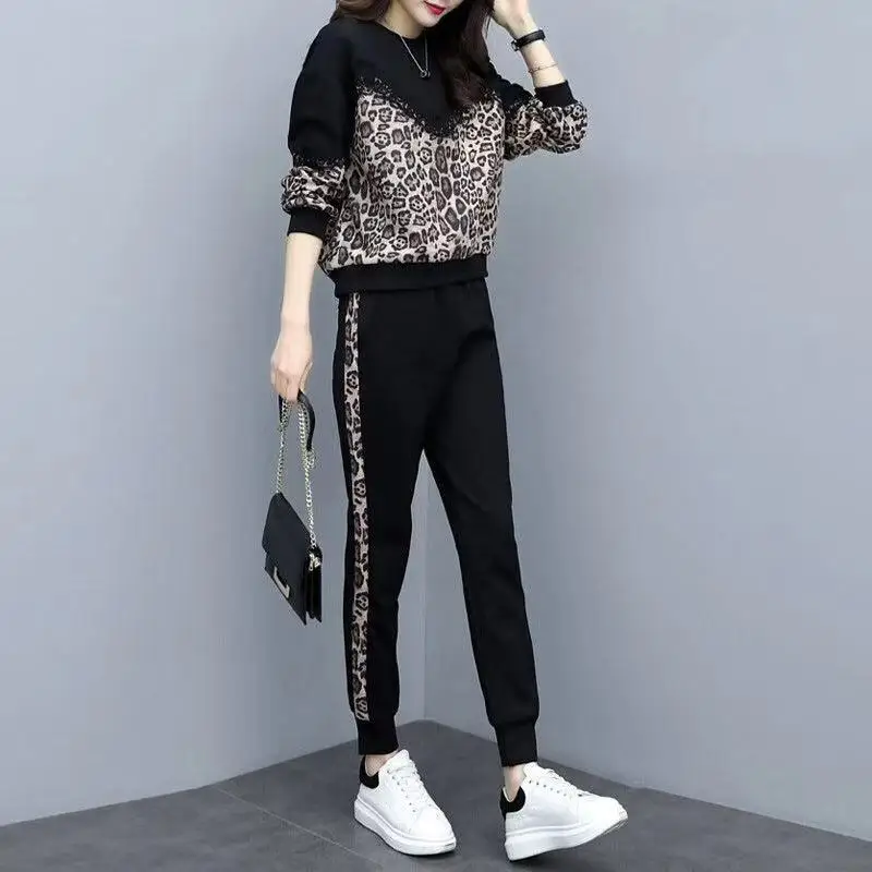 Новые осенние повседневные женские комплекты одежды большие размеры из двух