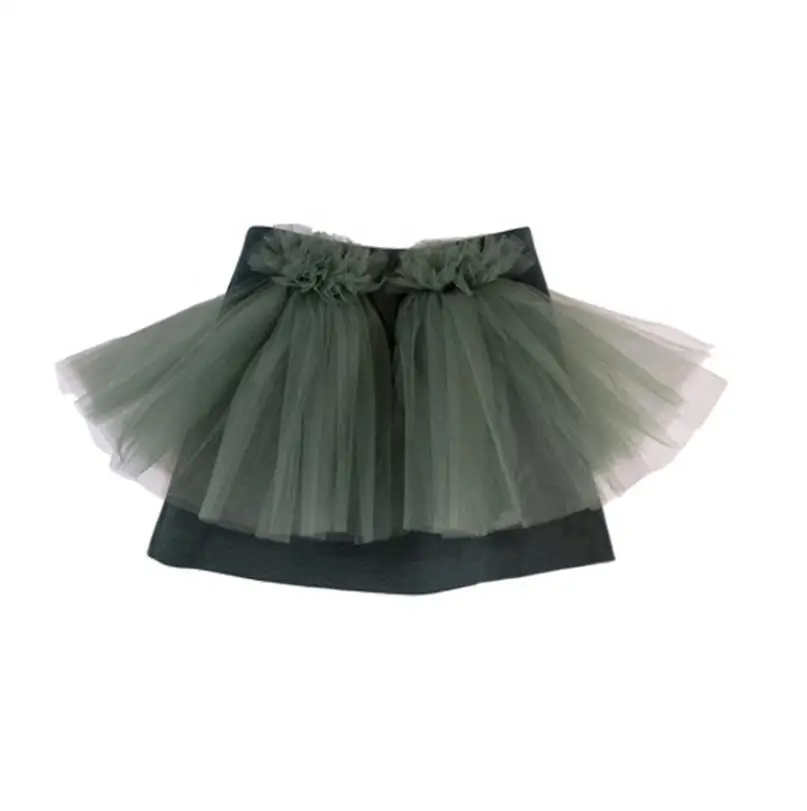 green skirts Лидер продаж, новая весенне-осенняя черная рубашка для маленьких девочек+ юбка в сеточку, комплект из 2 предметов, Детская Элегантная блузка, юбка, От 3 до 10 лет, ws1060 - Цвет: green skirts