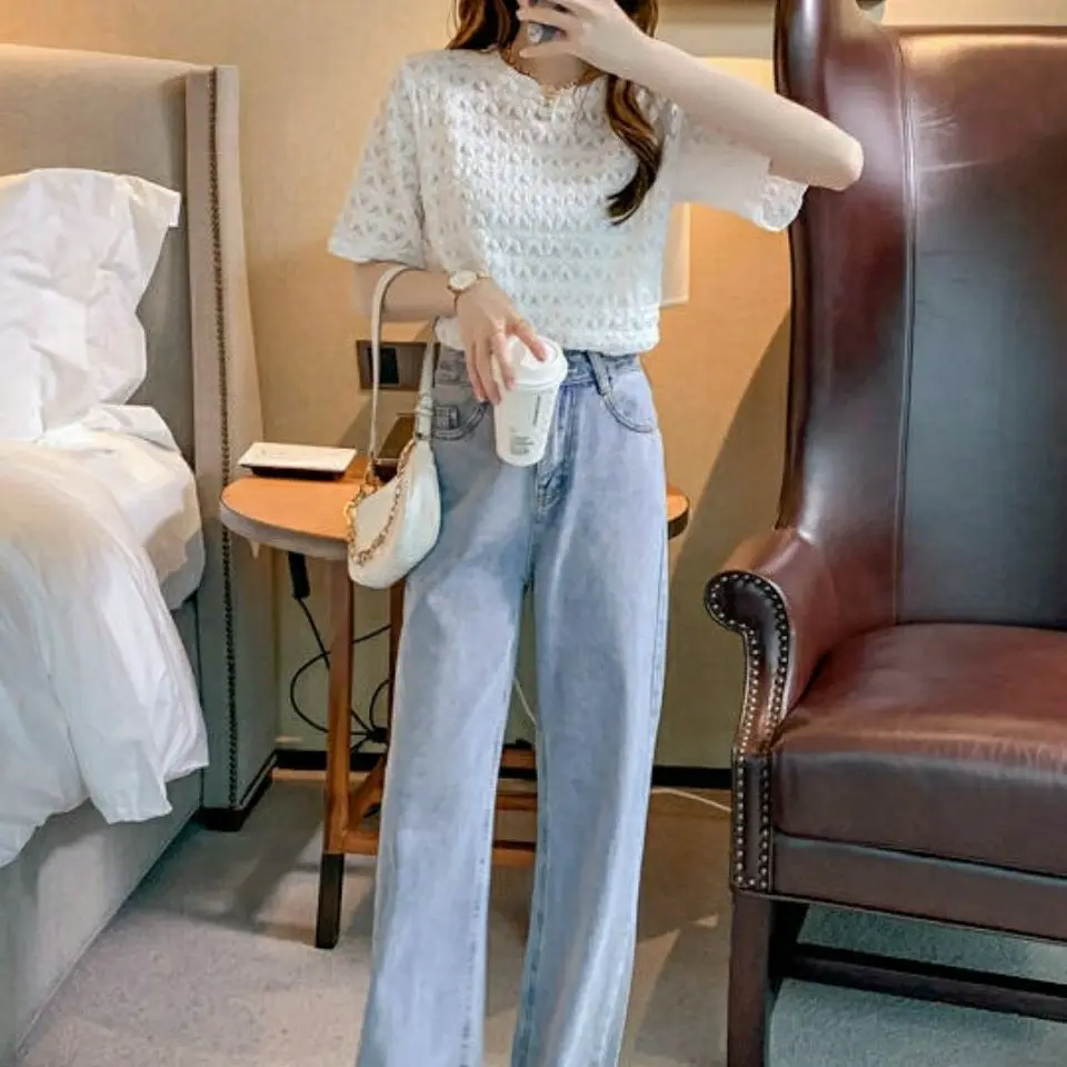 

T-shirts Women Blue Solid Fashion Summer Chic Classic Stylish Students Inside Sweet Camisetas Harajuku All-match Streetwear Soft