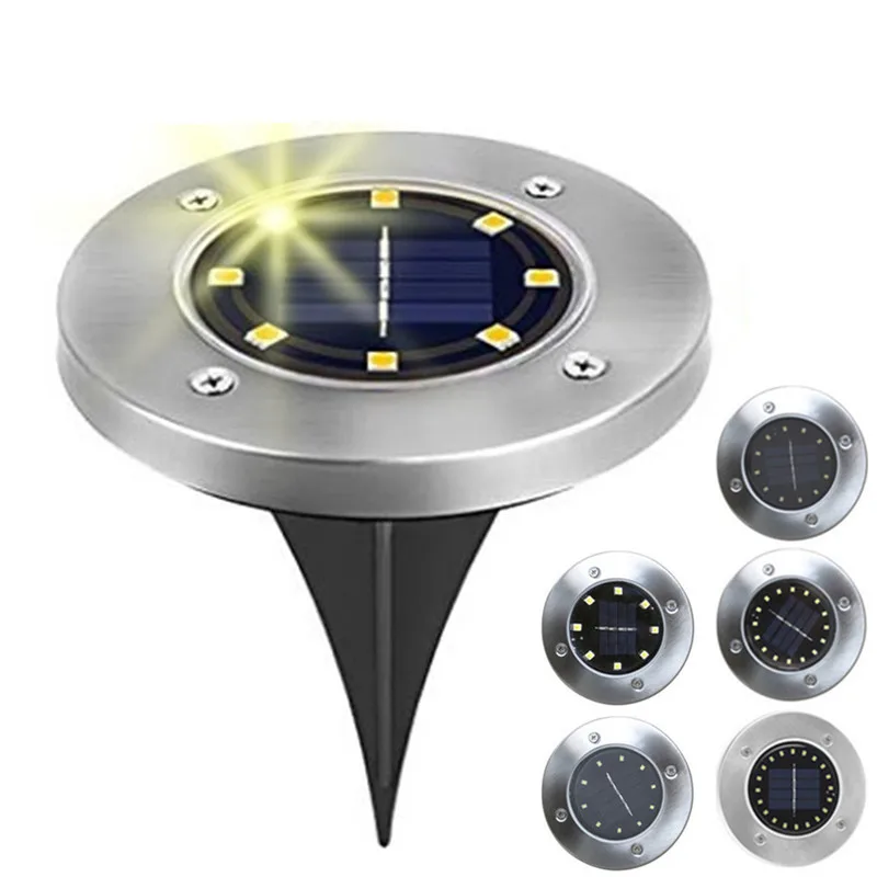 

Solar Powered Ground Light Waterproof Garden Pathway Deck Lights With 8/12/20 LED Lamp For Home Yard Driveway Square Lawn Road