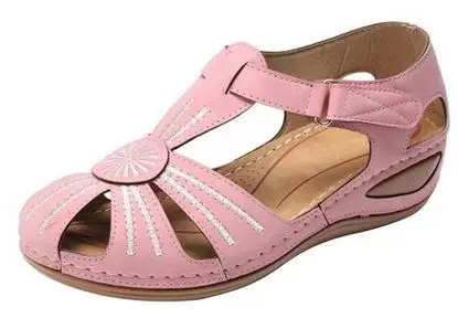 Сандалии YEELOCA ZX00100 с круглым носком удобные босоножки перфорацией на щиколотке