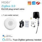 Умный водяной клапан Tuya Zigbee, Wi-Fi, управление газовымводяным клапаном, управление через приложение, работа с датчиком воды, Alexa, Google Home, Smart Life
