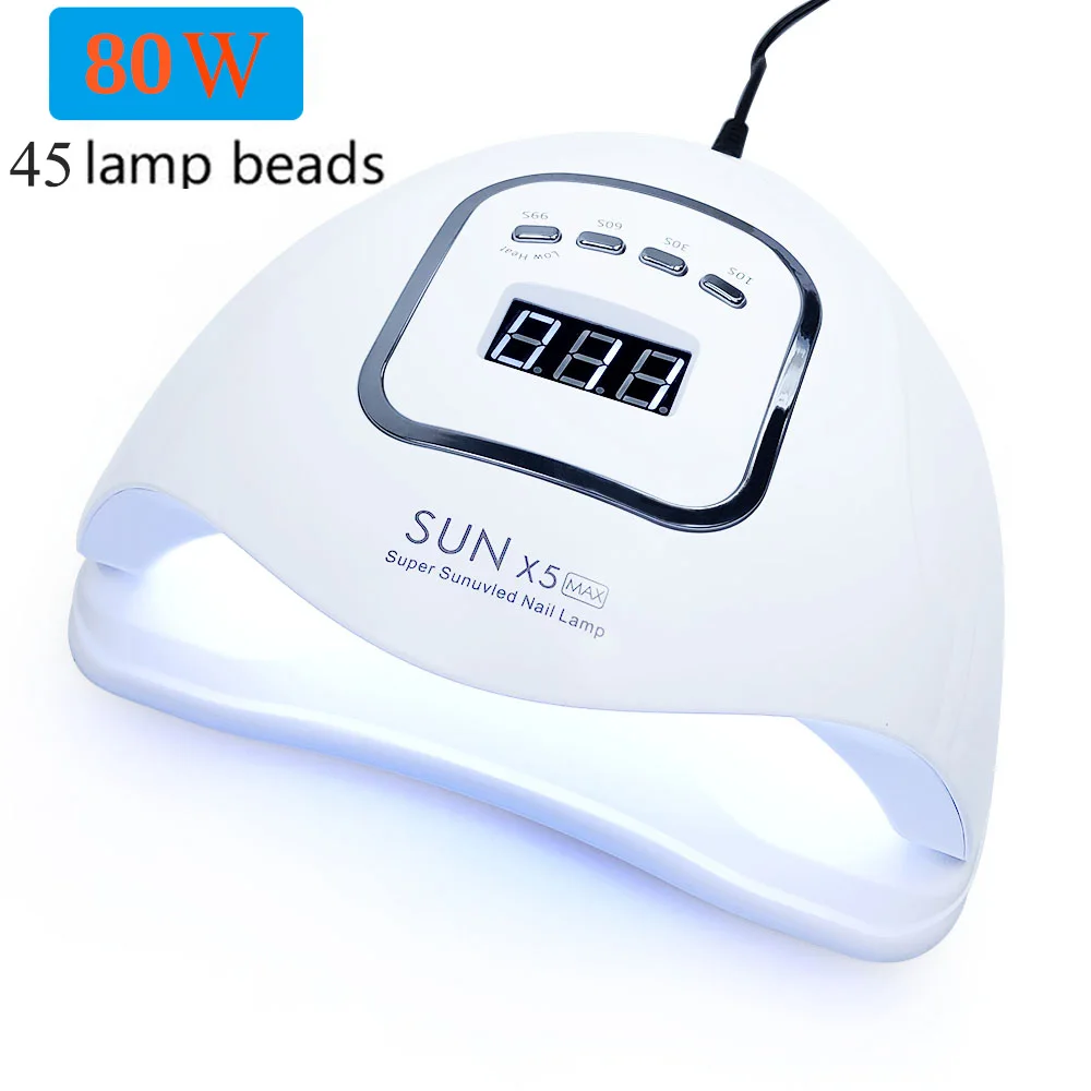 SUN X5MAX-80W Светодиодный светильник SUN X5MAX УФ-лампа для ногтей 80 Вт Сушилка для ногтей Гель-лак быстрая сушка с нижним таймером ЖК-дисплей лампа для сушки гелевых ногтей - Цвет: SUN X5MAX-80W