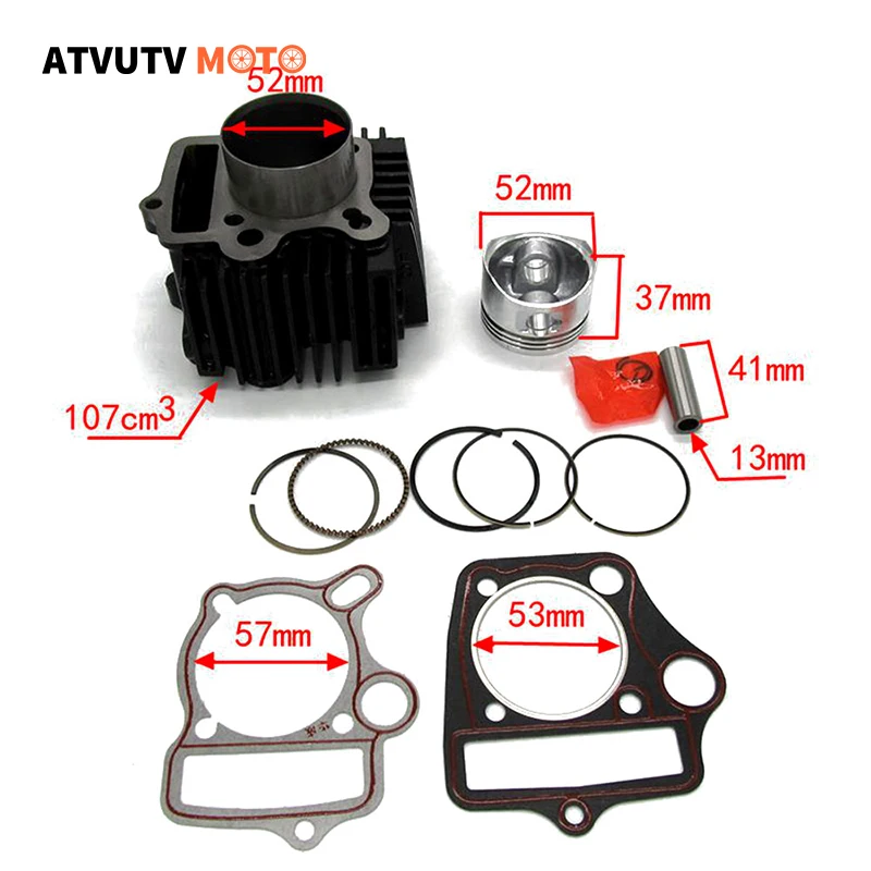 52 мм Корпус цилиндра с прокладкой головки набор поршней для квадроцикла 110cc