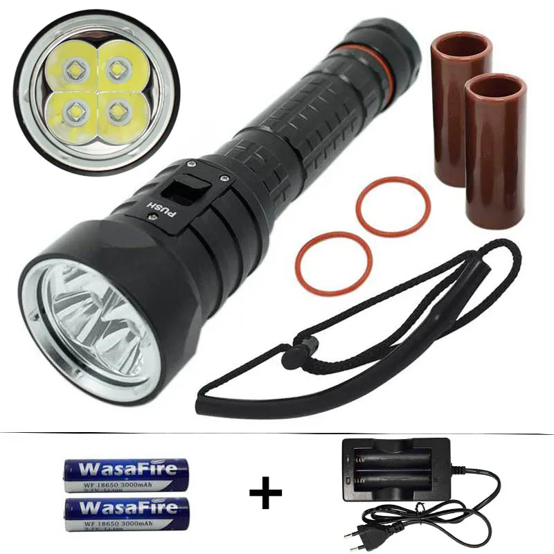 Ультраяркий фонарик для дайвинга 4x XML L2 U2 Подводная Водонепроницаемая подводная