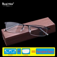 half rimless prescription eyeglasses unisex rectangle glasses frame fill resin lenses customize progressive spectacles reading