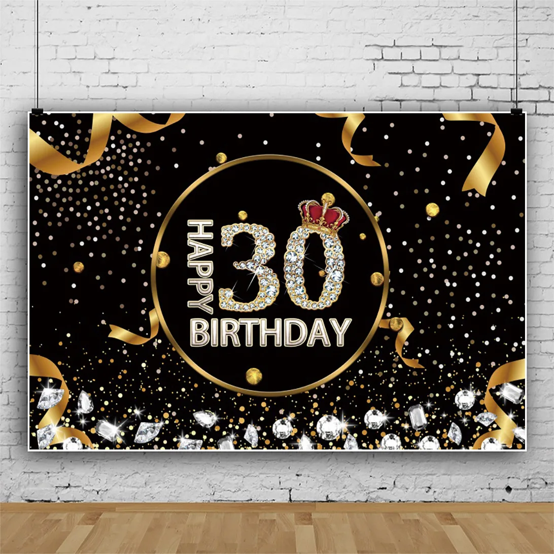 

Happy 20th 30th 40th Birthday Champagne Glitter Studio Photography Background Vinyl Party Decors Photo Backdrop Photocall