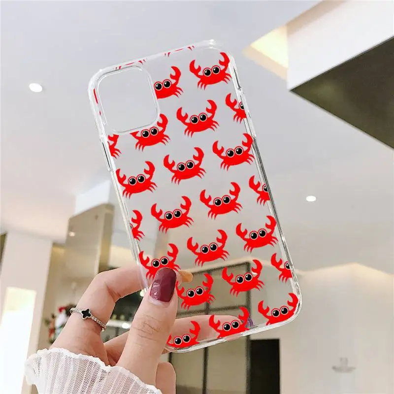 

crab Phone Case Transparent soft For iphone 5 5s 5c se 6 6s 7 8 11 12 plus mini x xs xr pro max