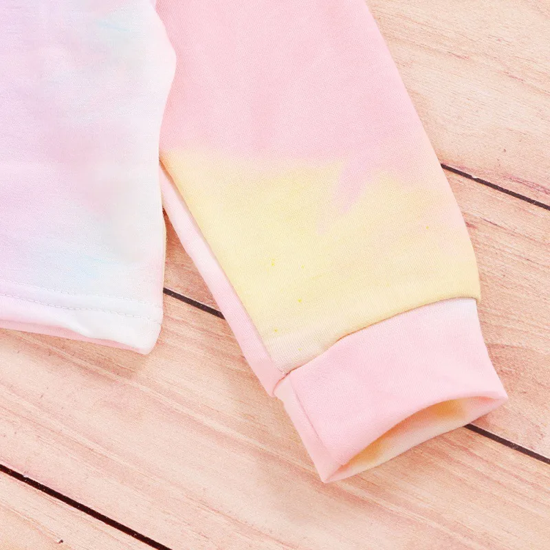 

Girls Tie-Dyed Outfits Clothes Set Toddler Baby Blouse Pants Sets Long-Sleeved Hoodie + High Elastic Waist Leisure Pant 2pcs/set