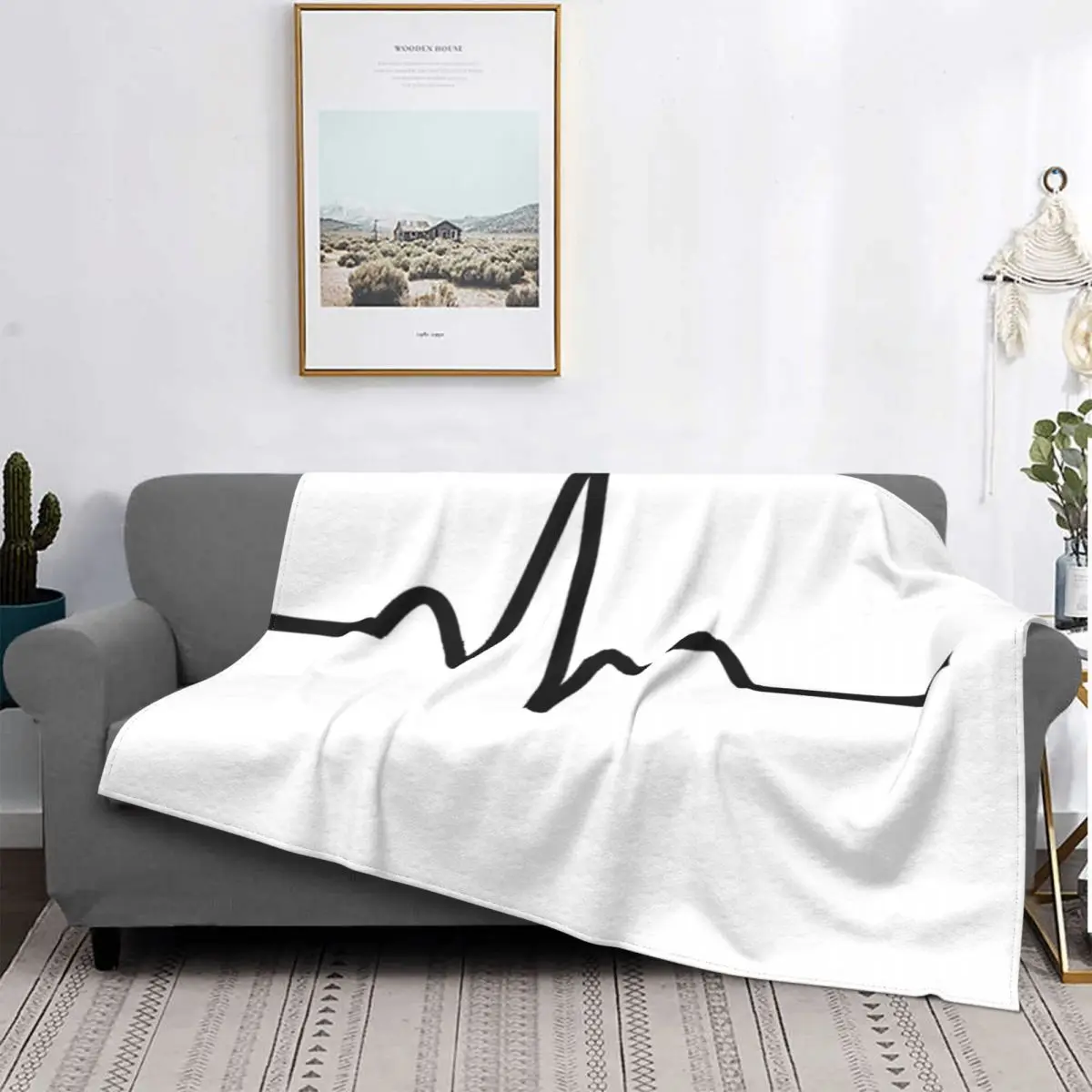 

ECG Trace-colcha a cuadros para cama, sofá, manta de playa, manta de pícnic, mantas receptoras