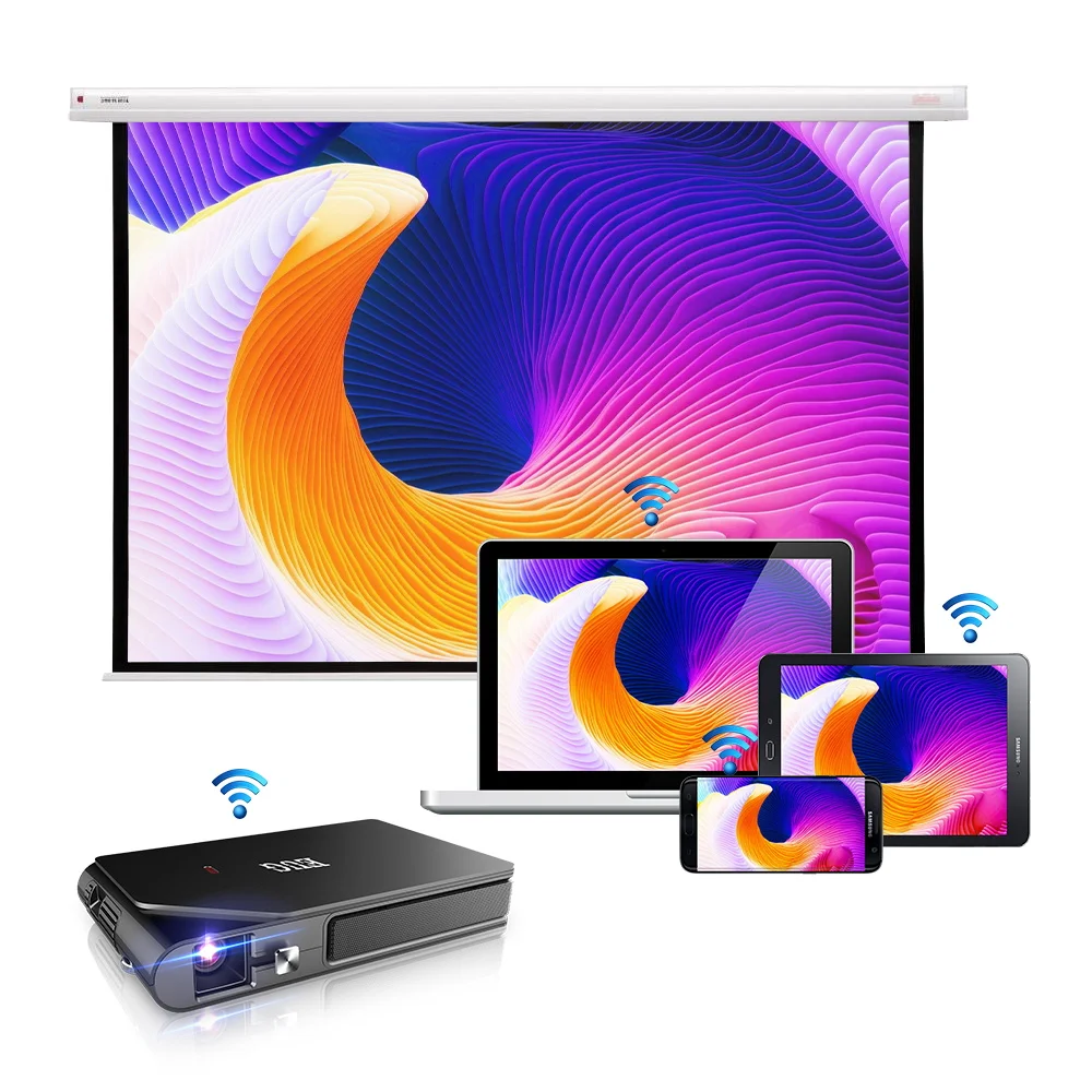 Портативный мини проектор DLP 3D Wifi Usb Beamer домашний кинотеатр беспроводной Airplay Led