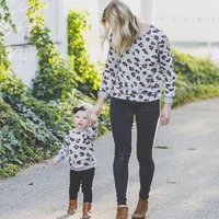 leopard mother daughter matching sweaters family set autumn mom baby mommy and me clothes women girls toddlers cotton sweatshirt