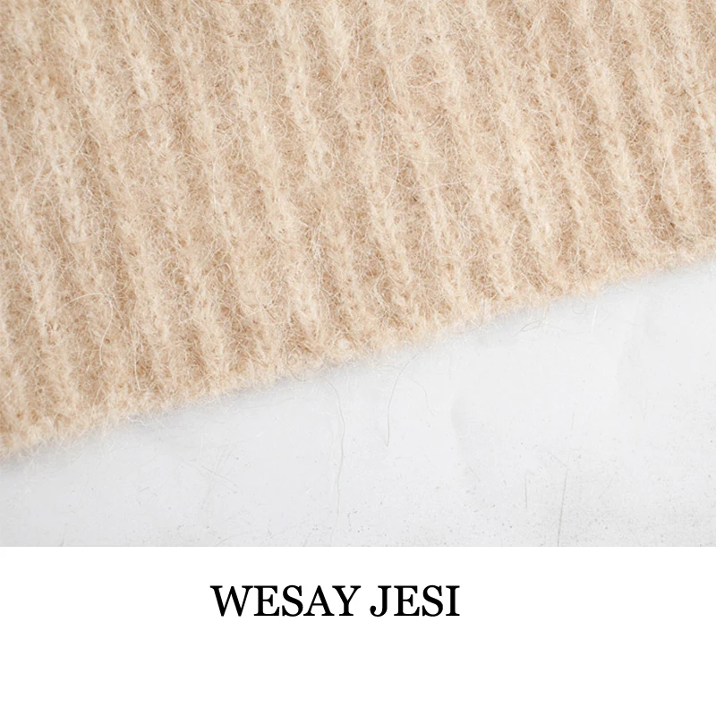 

WESAY JESI 2021 Spring Autumn New Fashion Tide Double Breasted Solid Color Long Sleeve Knitted Casual Cardigan Women's Sweater