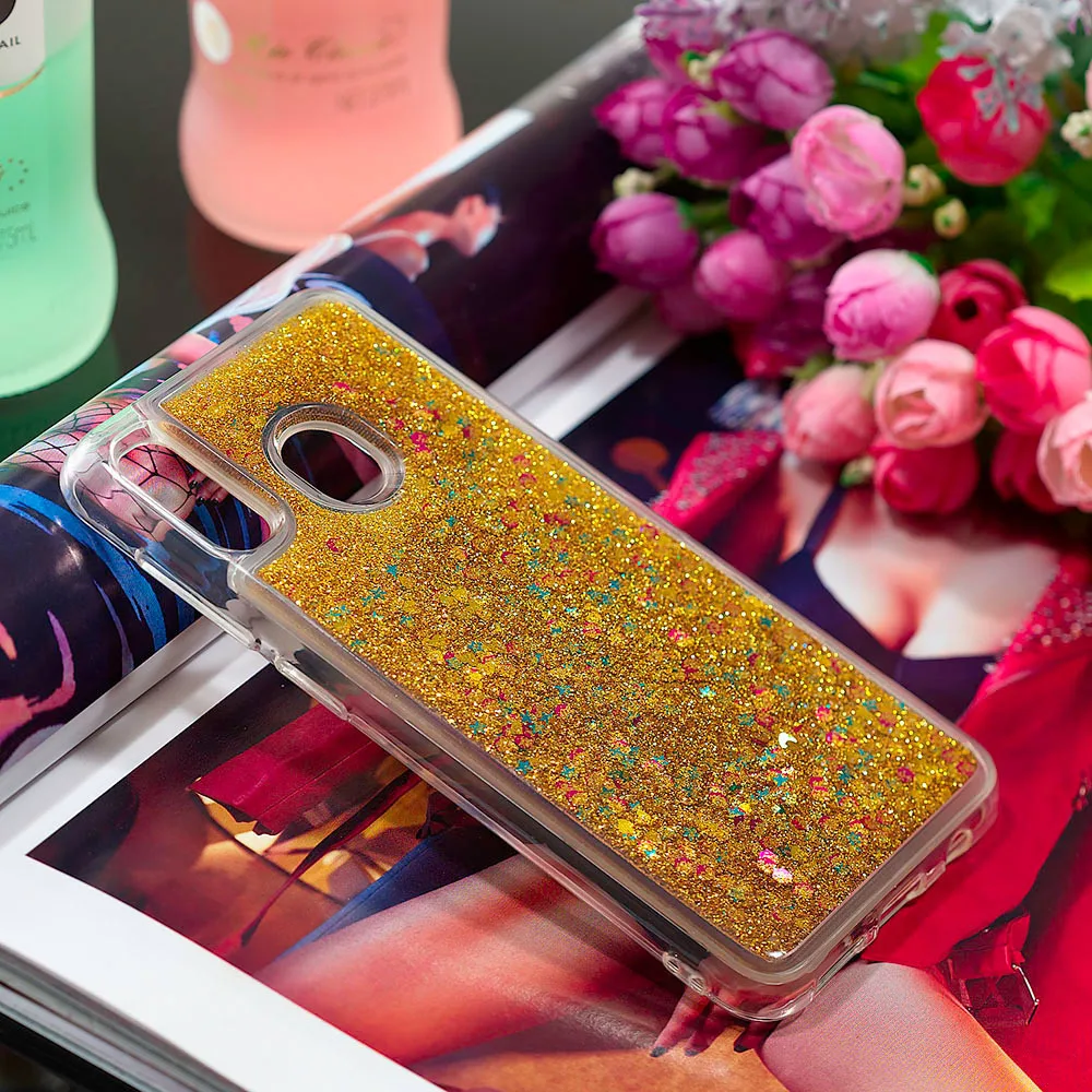 Мягкий чехол для Samsung Galaxy Wide4 A20 A30 2019 милый Блестящий с сыпучим песком и блестками