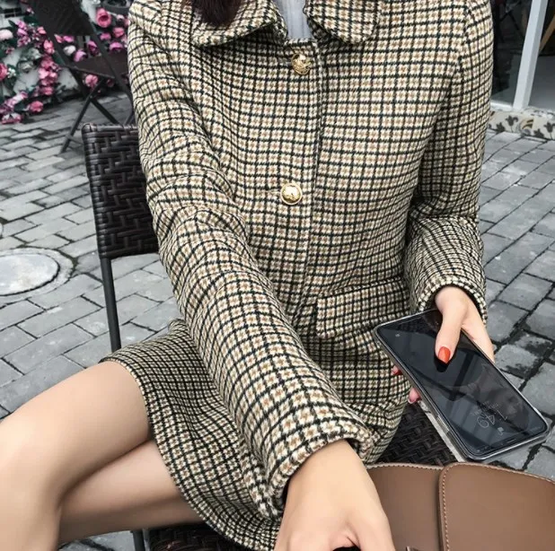 2019 корейский стиль Осень зима комплект из 2 предметов Женская куртка и юбка