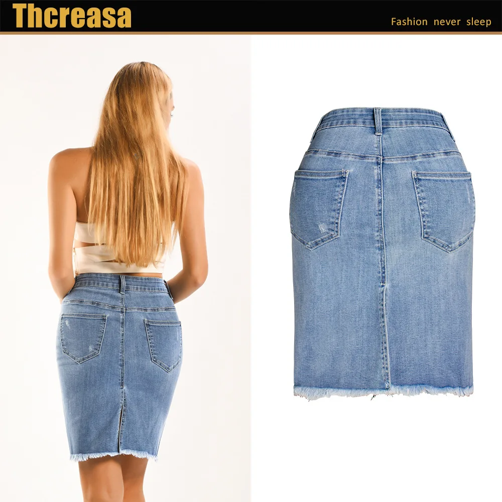 Европейская и американская Женская юбка Детская Новая женская джинсовая средней