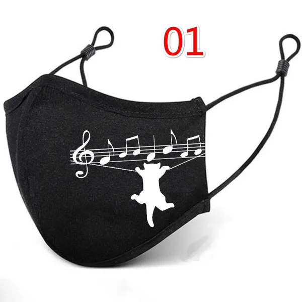 Маска для лица многоразовая унисекс тканевая с музыкальным принтом нот фильтром